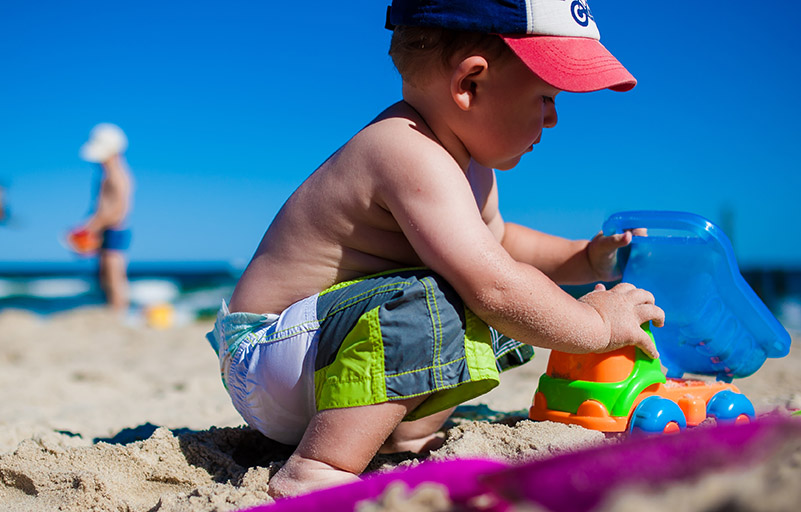 image d'un enfant après le passage de la machine de sable